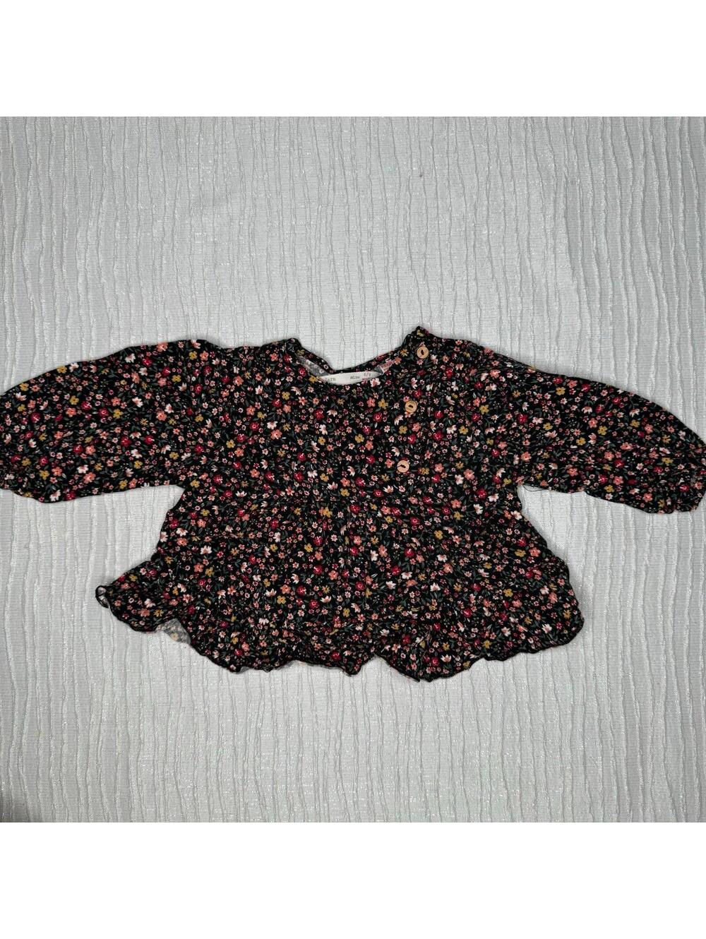 Zara Baby Collection Peasant Blouse - Black Multicolor Floral